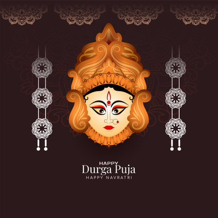Happy Durga puja and Navratri religious festival celebration background vectorのイラスト素材