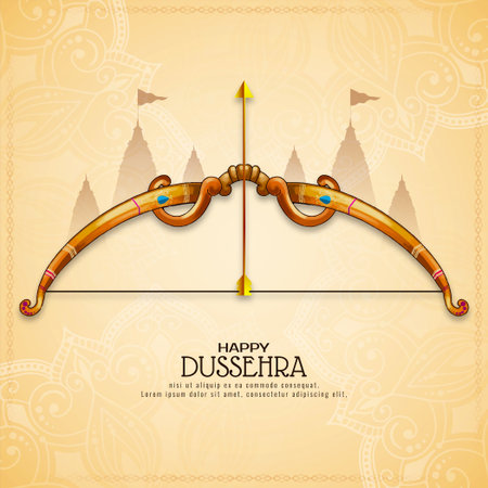Happy Dussehra cultural hindu festival celebration greeting card vectorのイラスト素材