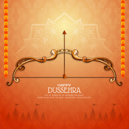 Happy Dussehra indian traditional festival celebration card vectorのイラスト素材