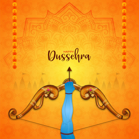 Happy Dussehra hindu Indian cultural festival vijayadashami background vectorのイラスト素材