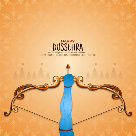 Happy Dussehra hindu Indian cultural festival vijayadashami background vectorのイラスト素材