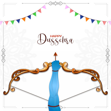 Happy Dussehra indian cultural festival greeting background vectorのイラスト素材