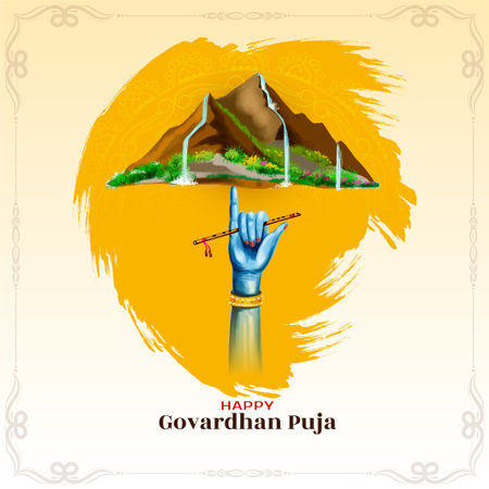 Happy Govardhan puja Indian traditional festival background vectorのイラスト素材