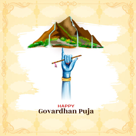 Beautiful Happy Govardhan puja Indian festival background vectorのイラスト素材