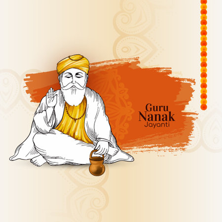 Happy Guru Nanak jayanti sikh festival celebration background vectorのイラスト素材