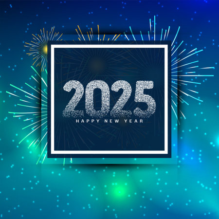 Happy new year 2025 celebration fireworks background vectorのイラスト素材