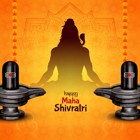 Happy Maha Shivratri Indian cultural festival decorative background vectorのイラスト素材