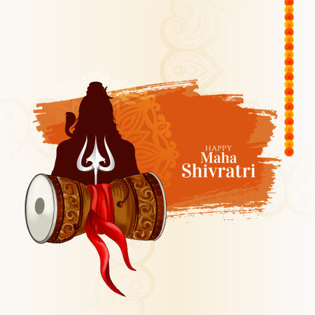 Happy Maha Shivratri Indian traditional festival celebration cultural card vectorのイラスト素材