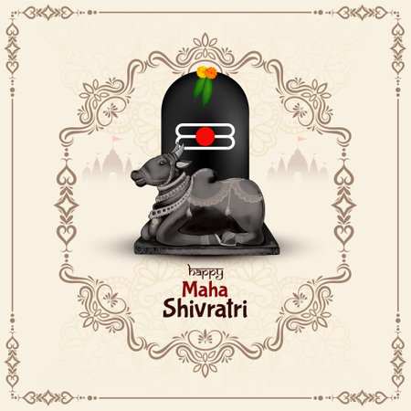 Decorative Happy Maha Shivratri Indian festival celebration background vectorのイラスト素材