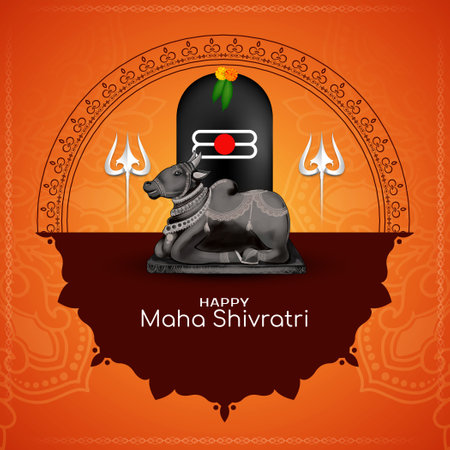 Beautiful Happy Maha Shivratri Hindu Indian festival cultural card vectorのイラスト素材