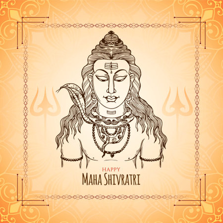 Happy Maha Shivratri Indian festival religious greeting background vectorのイラスト素材