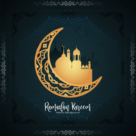 Ramadan Kareem Islamic festival with crescent moon vectorのイラスト素材