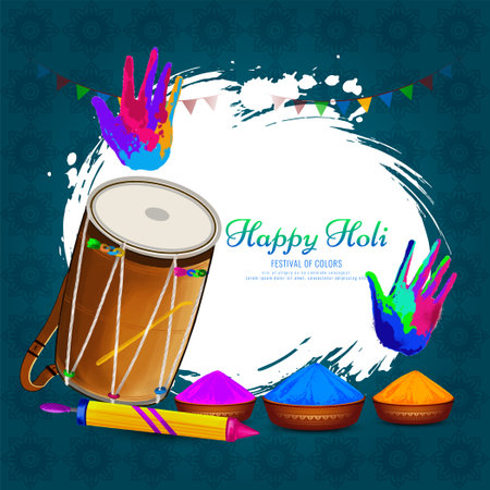 Beautiful Happy Holi Indian festival celebration background vectorのイラスト素材