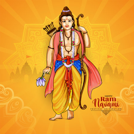 Happy Ram Navami Indian festival cultural elegant background vectorのイラスト素材