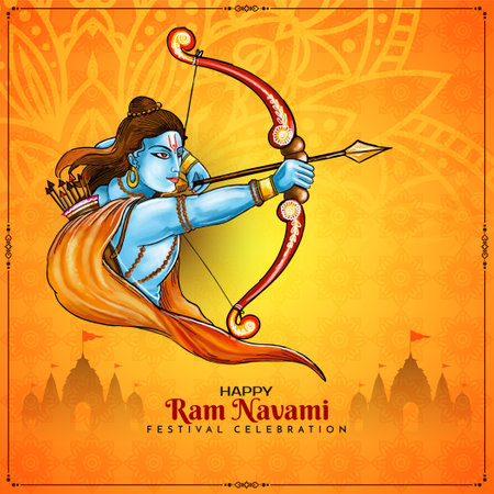 Happy Ram Navami Indian traditional festival decorative background vectorのイラスト素材