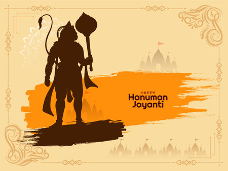 Indian festival Happy Hanuman Jayanti cultural Hindu background vectorのイラスト素材