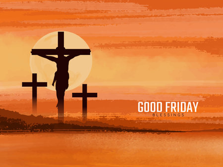 Good fridays scene with jesus christ cross card background vectorのイラスト素材
