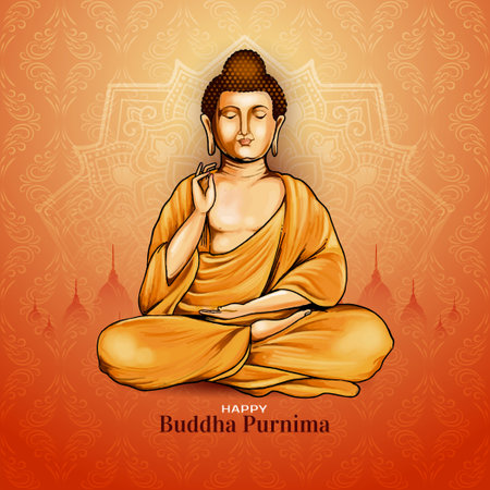 Traditional Happy Buddha Purnima Indian festival card vectorのイラスト素材