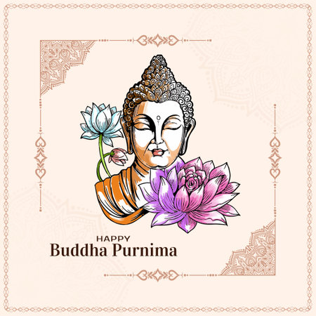 Happy Buddha Purnima Indian religious festival background vectorのイラスト素材