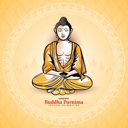 Elegant Happy Buddha Purnima Indian festival background vectorのイラスト素材