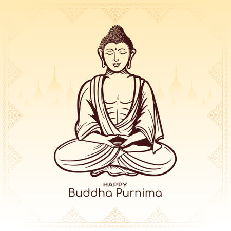 Happy Buddha Purnima traditional Indian festival greeting card vectorのイラスト素材