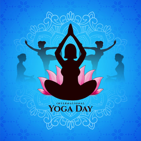 International Yoga day celebration wellness greeting card vectorのイラスト素材