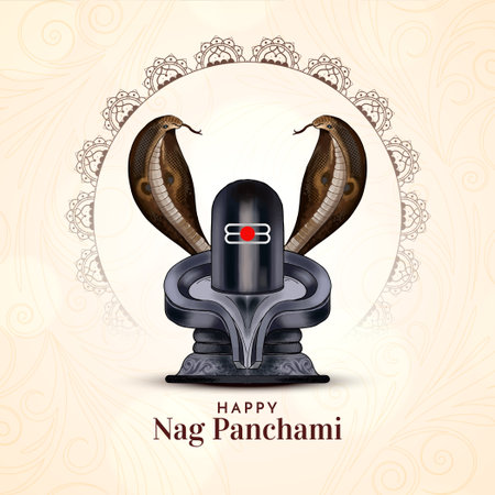 Happy Nag Panchami cultural Indian festival background vectorのイラスト素材
