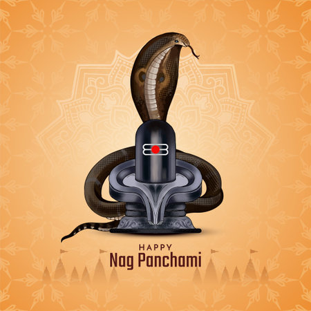 Happy Nag Panchami Indian festival beautiful greeting card vectorのイラスト素材