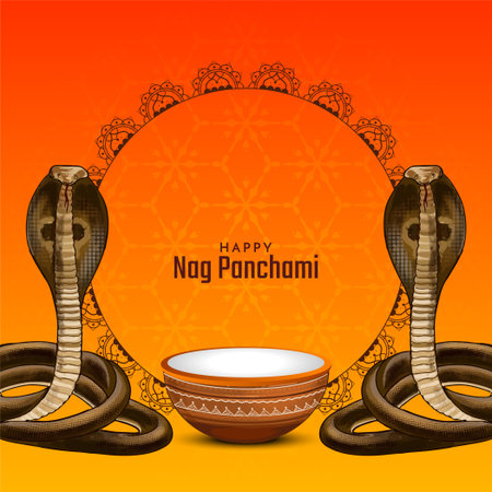 Elegant Happy Nag Panchami Indian festival background vectorのイラスト素材