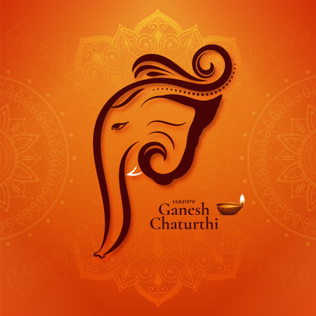 Happy Ganesh Chaturthi Indian cultural divine festival background vectorのイラスト素材