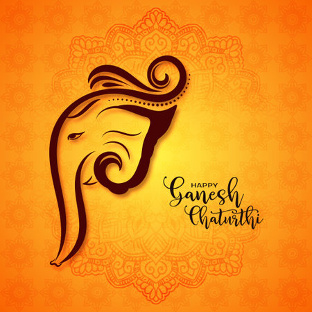 Happy Ganesh Chaturthi Indian religious festival classic card vectorのイラスト素材