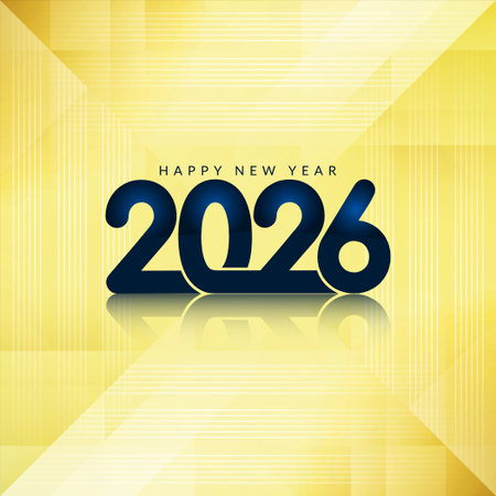 Happy new year 2026 modern yellow background vectorのイラスト素材
