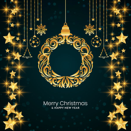 Merry Christmas festival background with glossy stars design vectorのイラスト素材