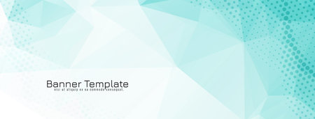 Soft green color geometric polygonal business banner vectorのイラスト素材