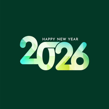 Modern Happy new year 2026 bright colorful text card vectorのイラスト素材