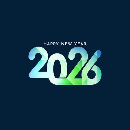 Happy new year 2026 colorful text blue background design vectorのイラスト素材