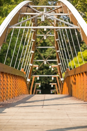 Wooden bridge walkway with small depth of fieldのeditorial素材