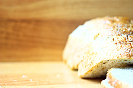 Appetizing tasty glass DrinkGlassful milk breakfast RollBun Loaf Cake light wallpaperの写真素材