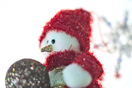 Christmas background. With presents, decorations and tinsel.の写真素材