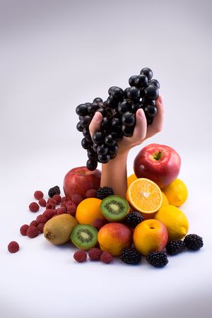 Fruit with handの写真素材