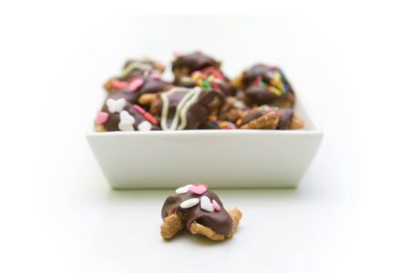 Some sweet things like chokolate, nuts and candys. Shallow depth of field.の写真素材