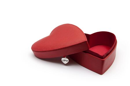 An opened heart shaped red gift box, for lovers and any kind of occasions.の写真素材