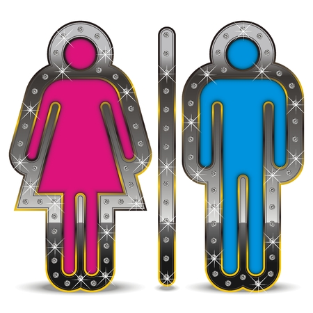   Male and woman gender symbol, displayed in a luxurious way with diamonds.のイラスト素材