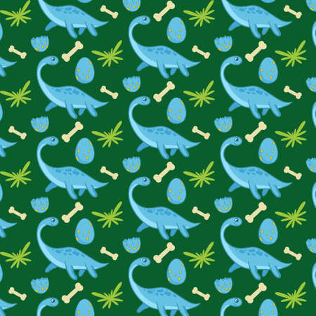 Cute funny dinosaur pattern. Colorful dinosaur vector background. Background for textiles.のイラスト素材