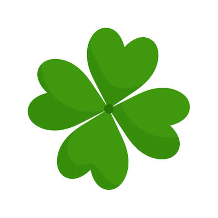 Good luck clover or a flat vector icon of a four-leaf clover. Vector, cartoon style.のイラスト素材