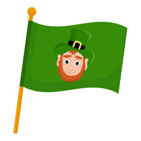 Flag decorated with elements for St. Patrick's Day. Vector illustration isolated, white background.Cartoon styleのイラスト素材