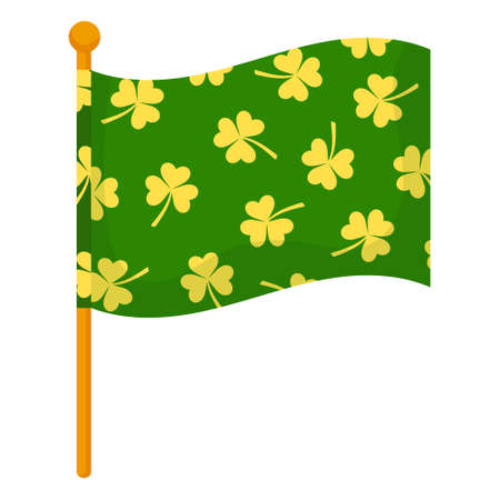 Flag decorated with elements for St. Patrick's Day. Vector illustration isolated, white background.Cartoon styleのイラスト素材