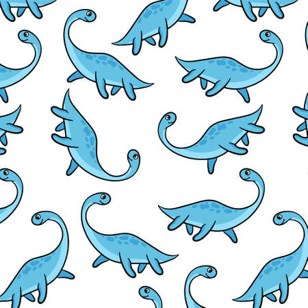 Dinosaurs. Colorful seamless pattern for decorating a children's room, fabric or textiles. Vector cartoon style.のイラスト素材