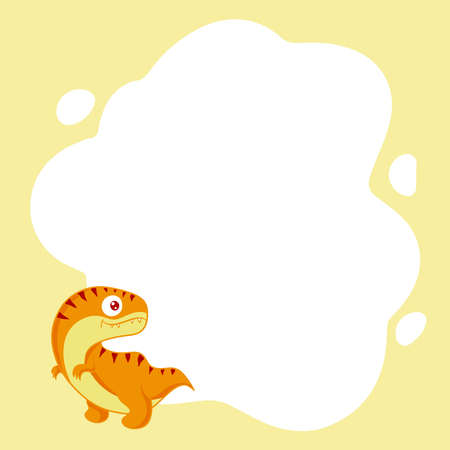Dinosaurs. Vector frame in the form of a spot in a flat cartoon style. Template for children's photos, postcards, invitations.のイラスト素材