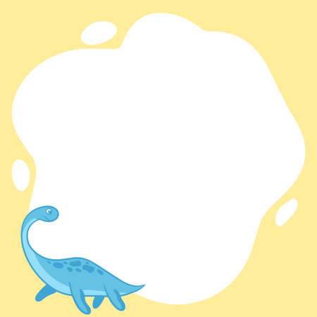 Dinosaurs. Vector frame in the form of a spot in a flat cartoon style. Template for children's photos, postcards, invitations.のイラスト素材